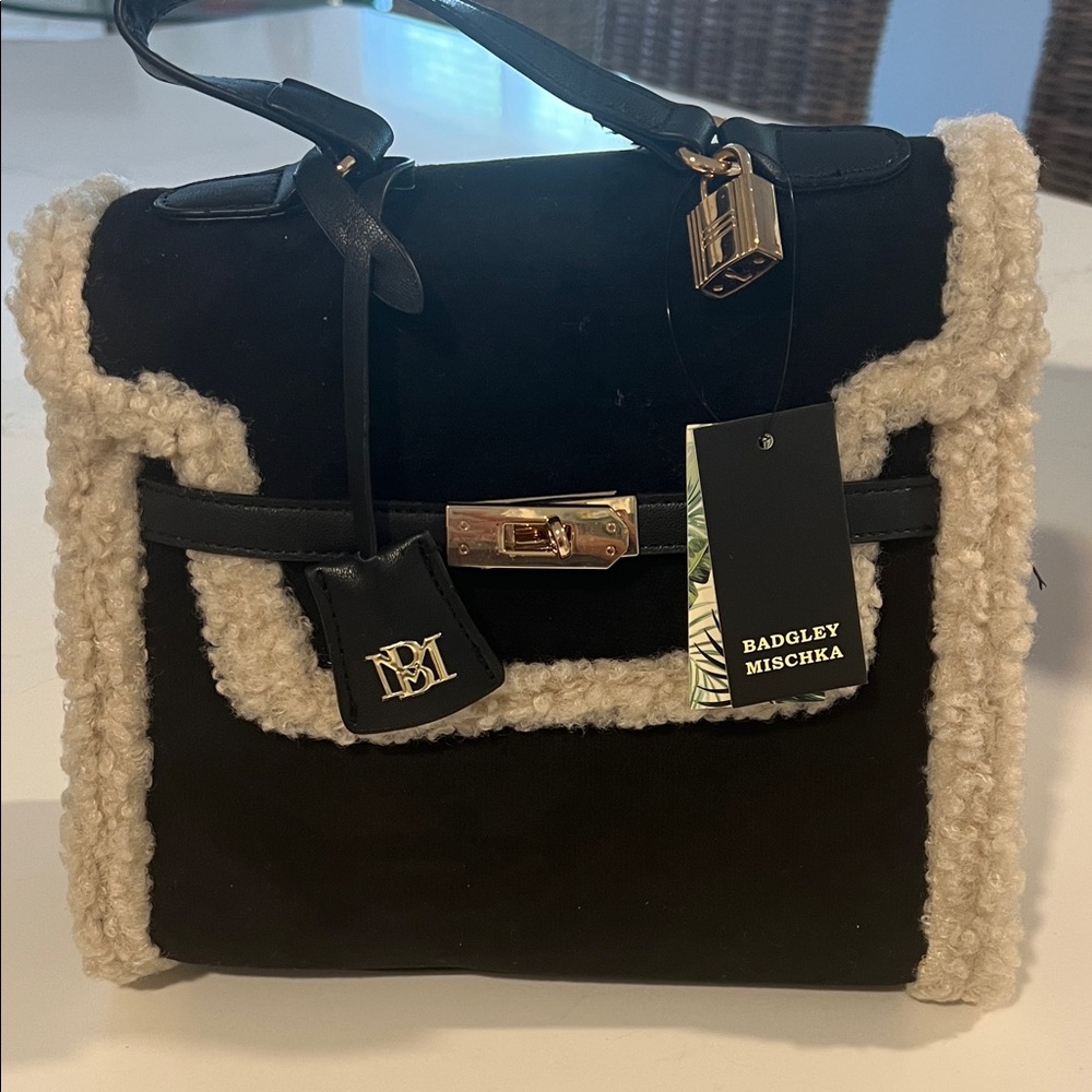 Badgley Mischka Black and Cream Satchel